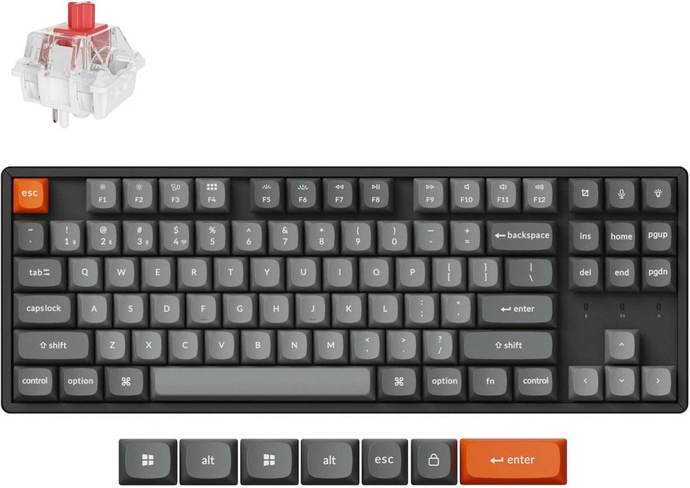 Tastierë Keychron K8 Max, DE-Layout, Keychron Super Red, alumini, RGB, e zezë/gri