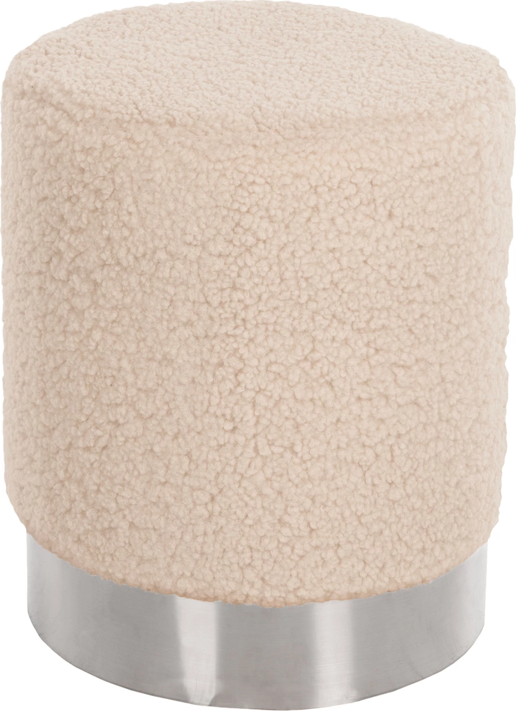 Karrige për bar LEVY FH8408.23, pëlhurë boucle, bazë argjendi, Φ35x42H cm