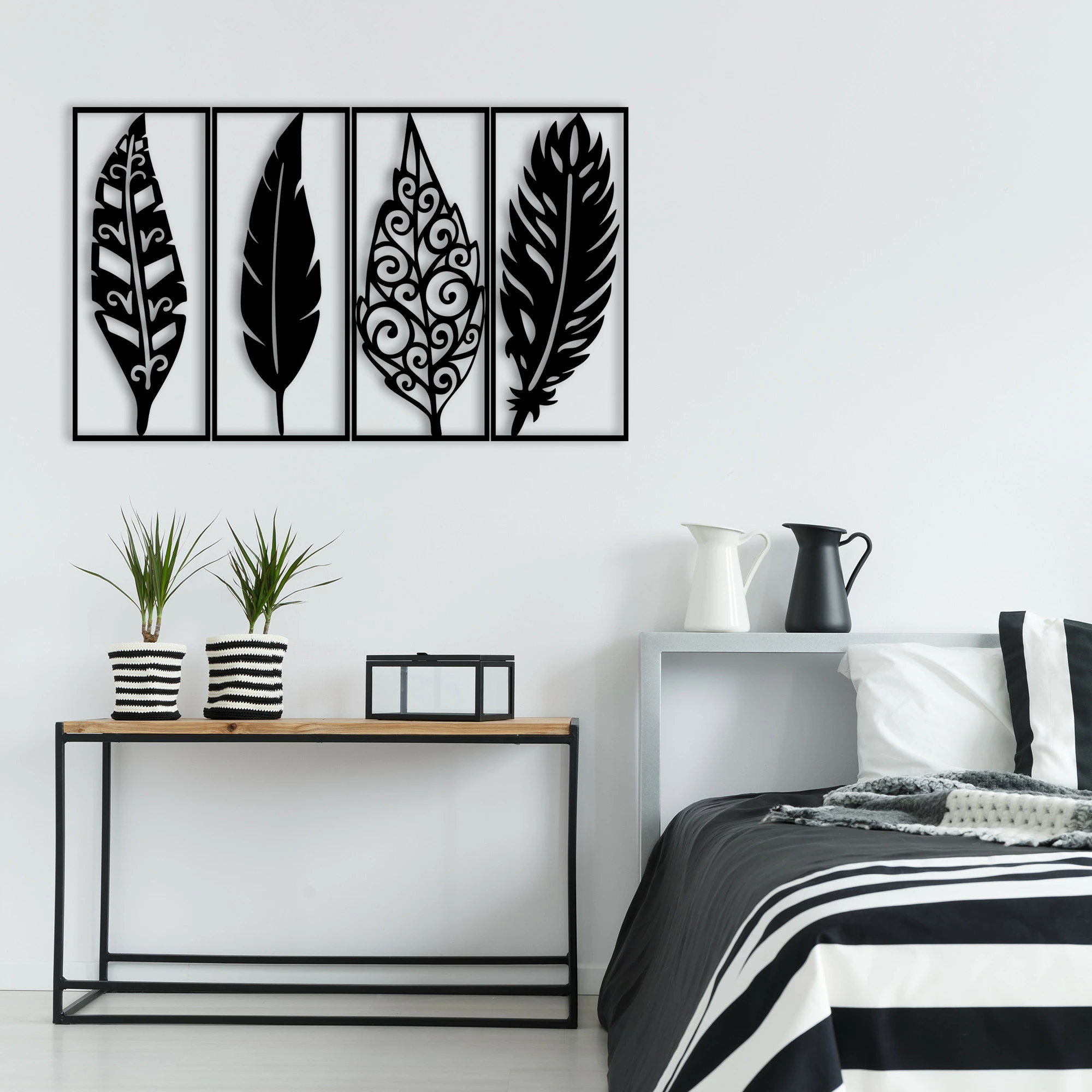 Aksesor dekorativ metalik për mur Wallity, Safderun, ngjyrë e zezë, 100x60cm