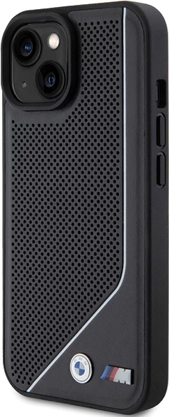 Mbështjellës BMW Perforated Twisted Line MagSafe për iPhone 15/14/13, i zi