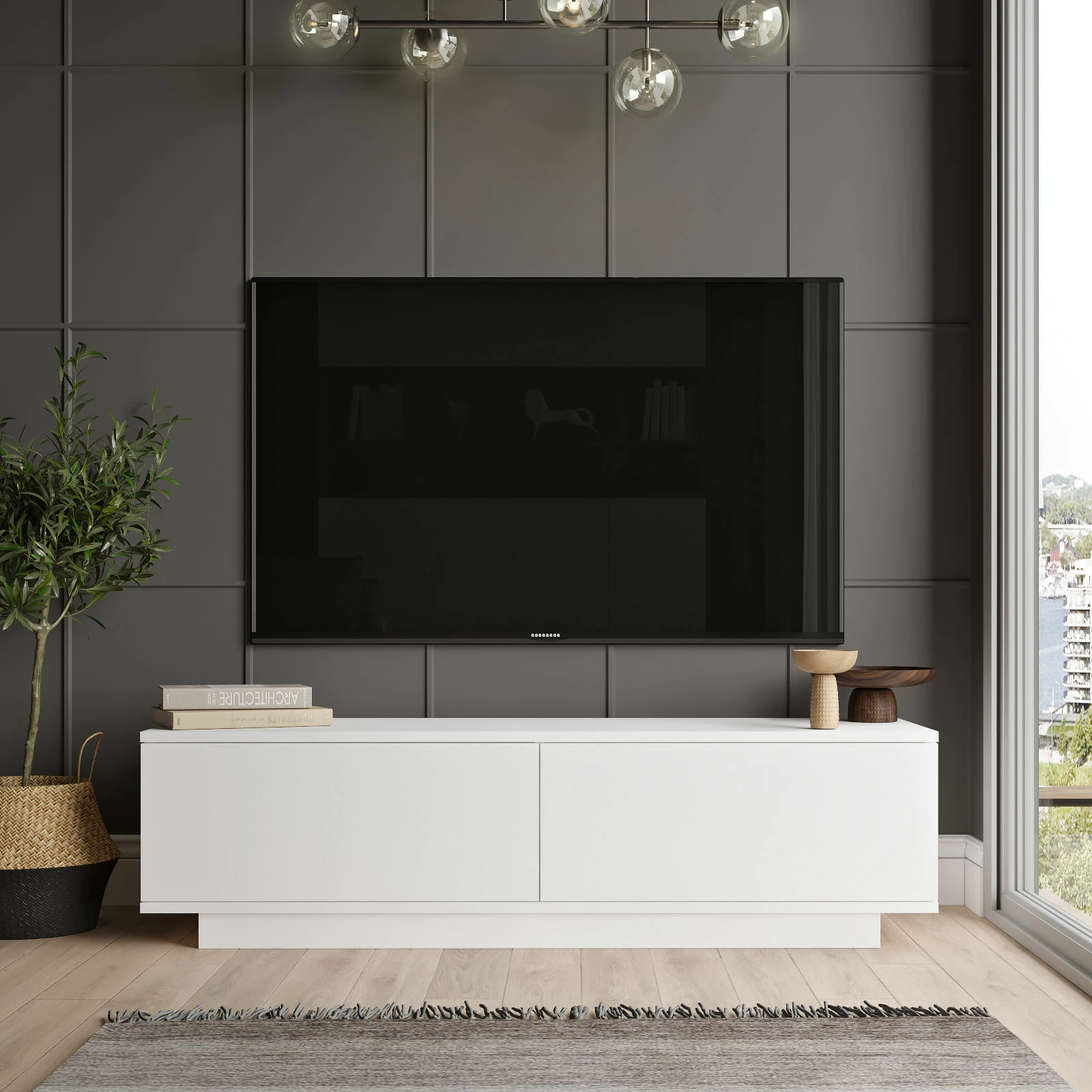Komodë për TV Hanah Home, e bardhë, Fn1-W