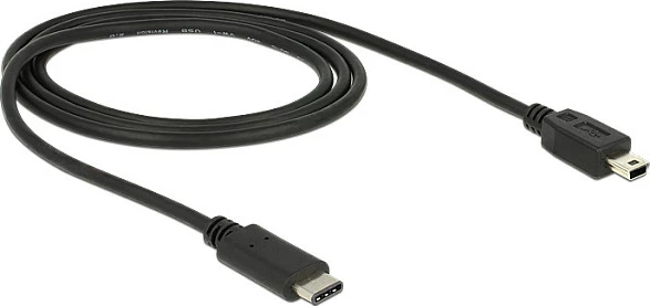 Kabllo USB-C DeLOCK 83603, 1 m, USB 2.0, USB-C në Mini-USB B, e zezë