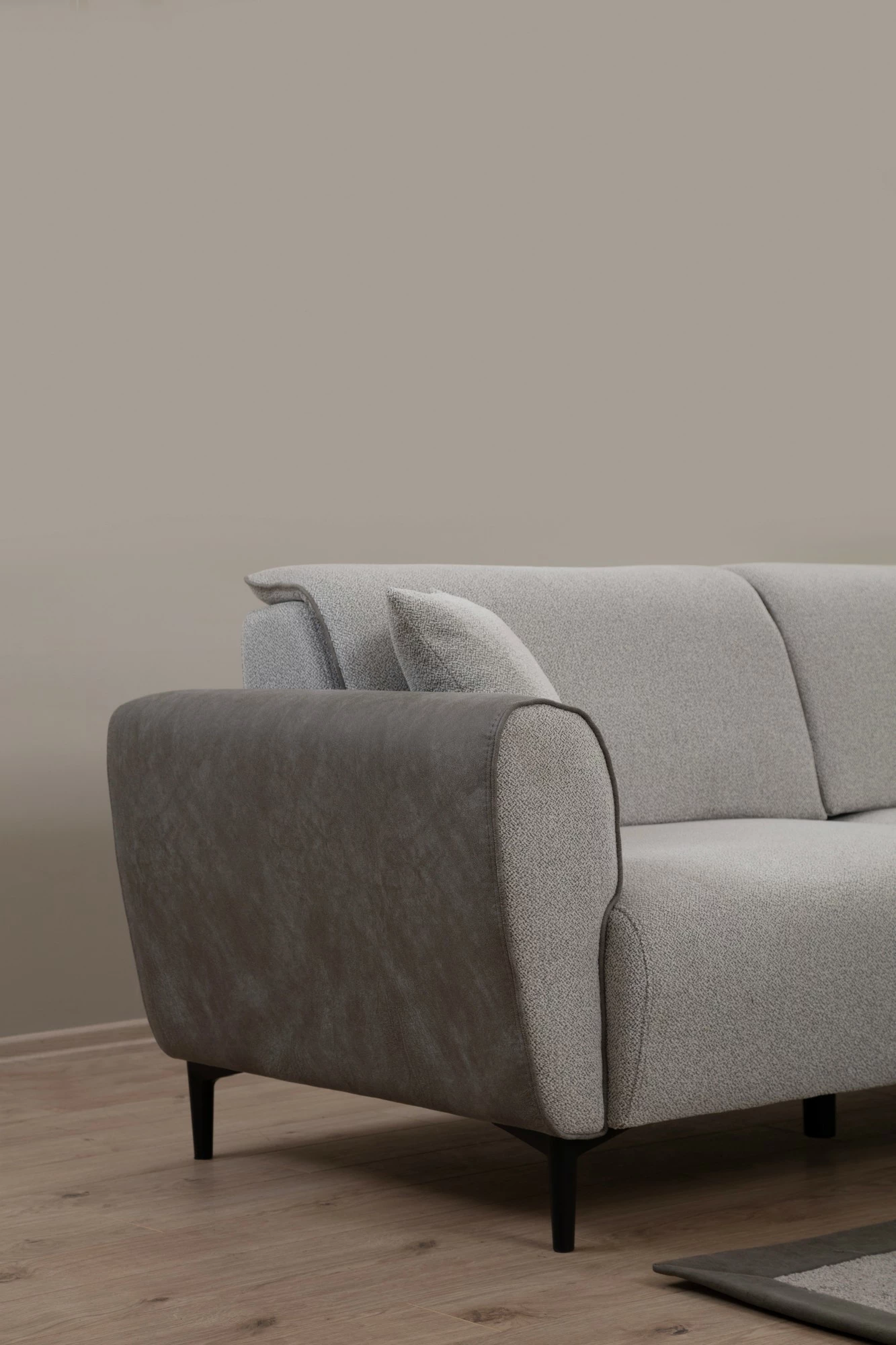 Divan-krevat treshe, Atelier del Sofa, aren, ngjyrë gri