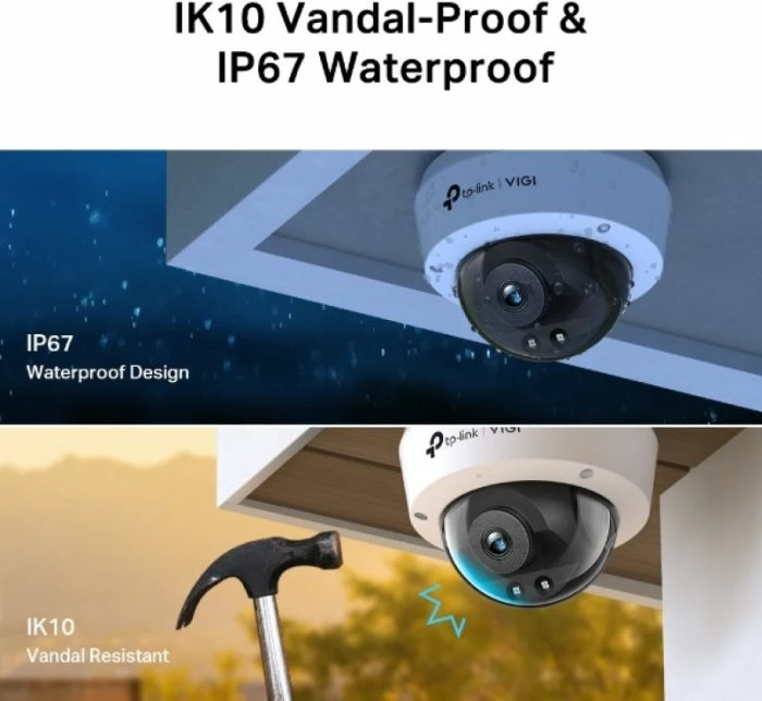 kamerë sigurie IP dome TP-LINK VIGI C220I 2MP 1080p 4mm IR PoE IP67 IK10, e bardhë
