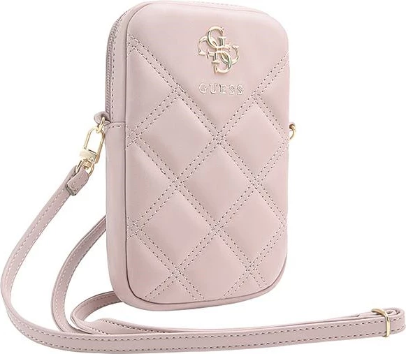 Mbështjellës Guess Zip Quilted 4G për celular, Rozë