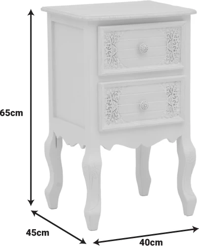Komodinë Pazlen Inart, ngjyrë e bardhë antike, MDF, 40x45x65cm