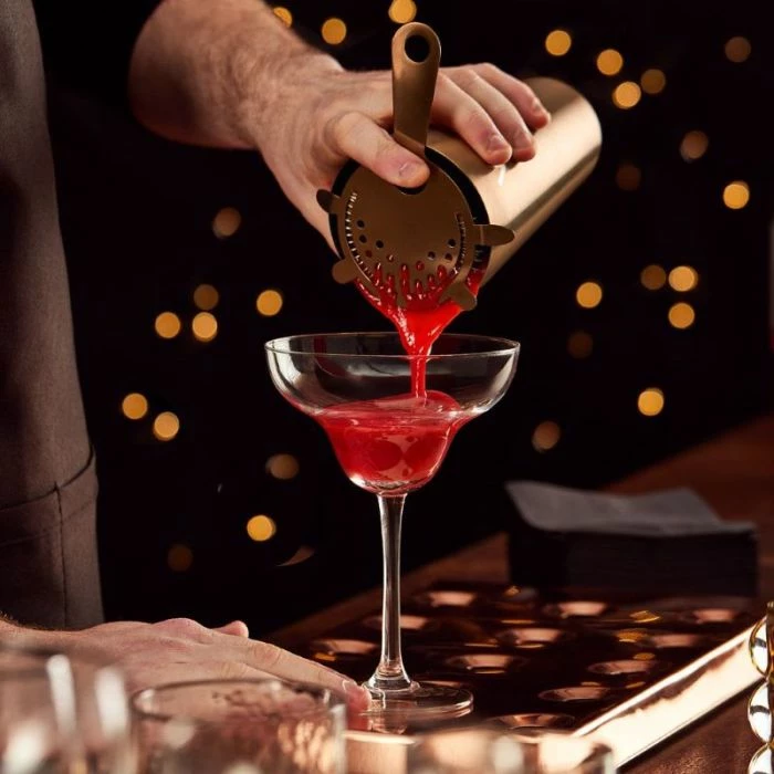 set koktej VONSHEF 1500117 Boston shaker 550 ml + jigger 25/50 ml, brushed copper, set 6 copë