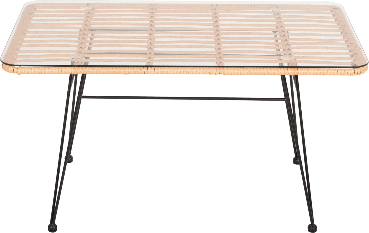 Tavolinë kafeje për jashtë ALLEGRA FH6076 metal i zi - rattan bezhë 95x55x51.5H cm