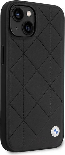 Mbështjellës BMW Leather Quilted për iPhone 14 6.1", i zi