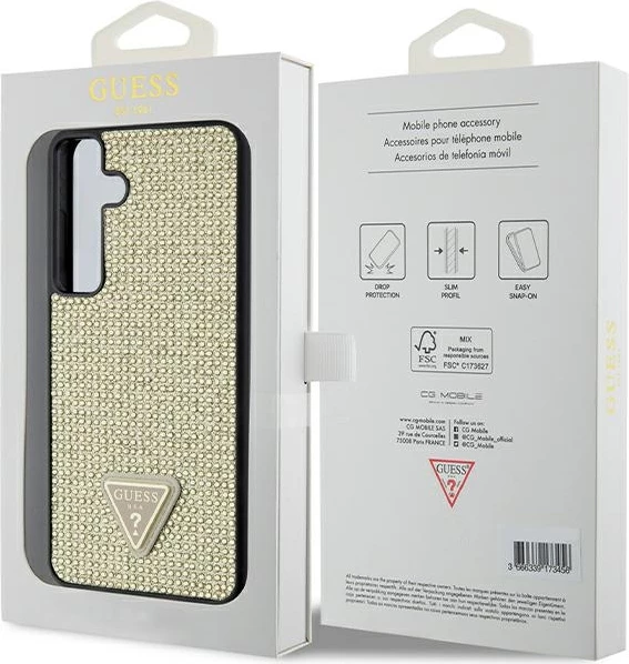 Mbështjellës Guess Rhinestone Triangle për Samsung Galaxy S24+, ari