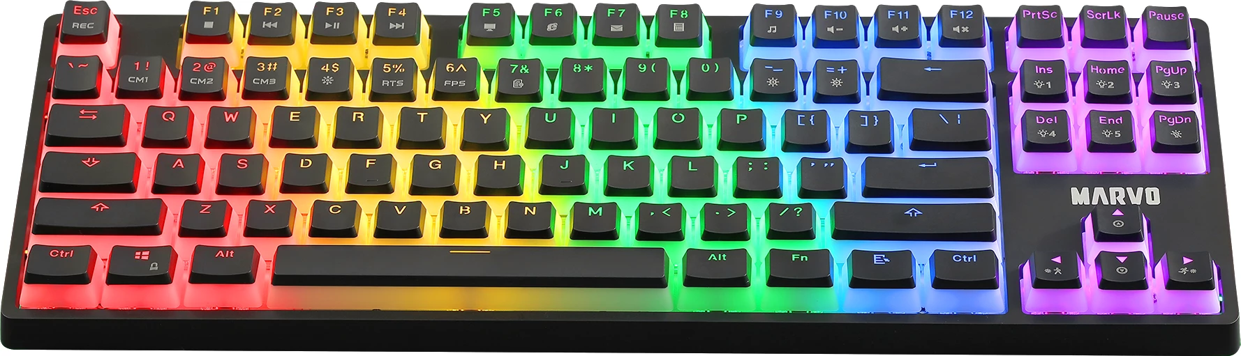 Tastierë mekanike gaming Marvo KG946, switcha të kuq, RGB, me kabllo, TKL, e zezë