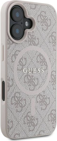 Mbështjellës Guess 4G Ring Classic Logo MagSafe për iPhone 16 Plus, Rozë