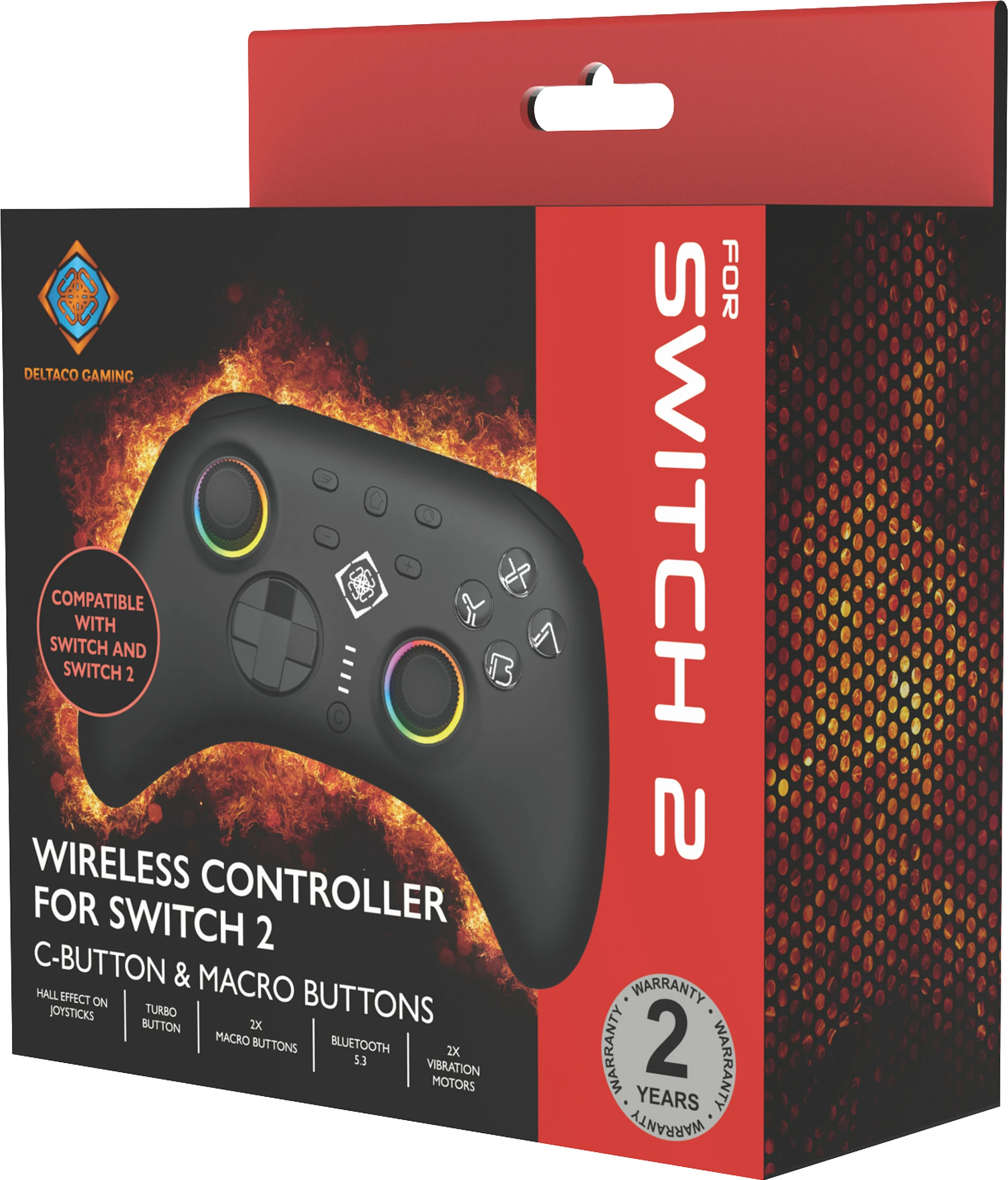 Gamepad Deltaco Gaming Controller 2, Bluetooth/USB, RGB, USB-C, me dalje 3.5mm, i zi