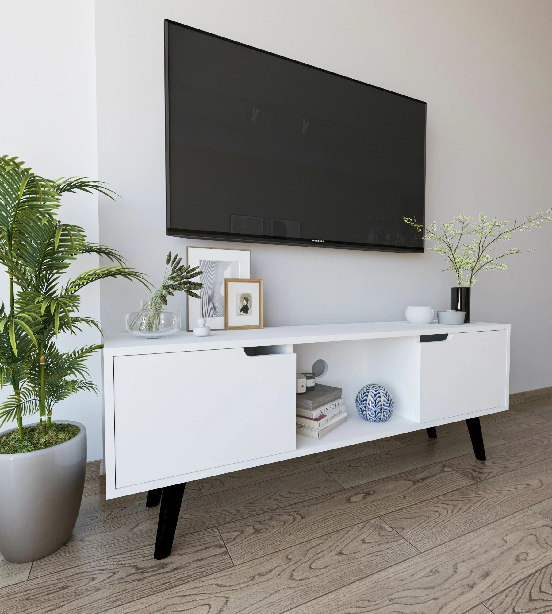 Komodë për TV Skye Decor, ngjyrë e bardhë, Siena