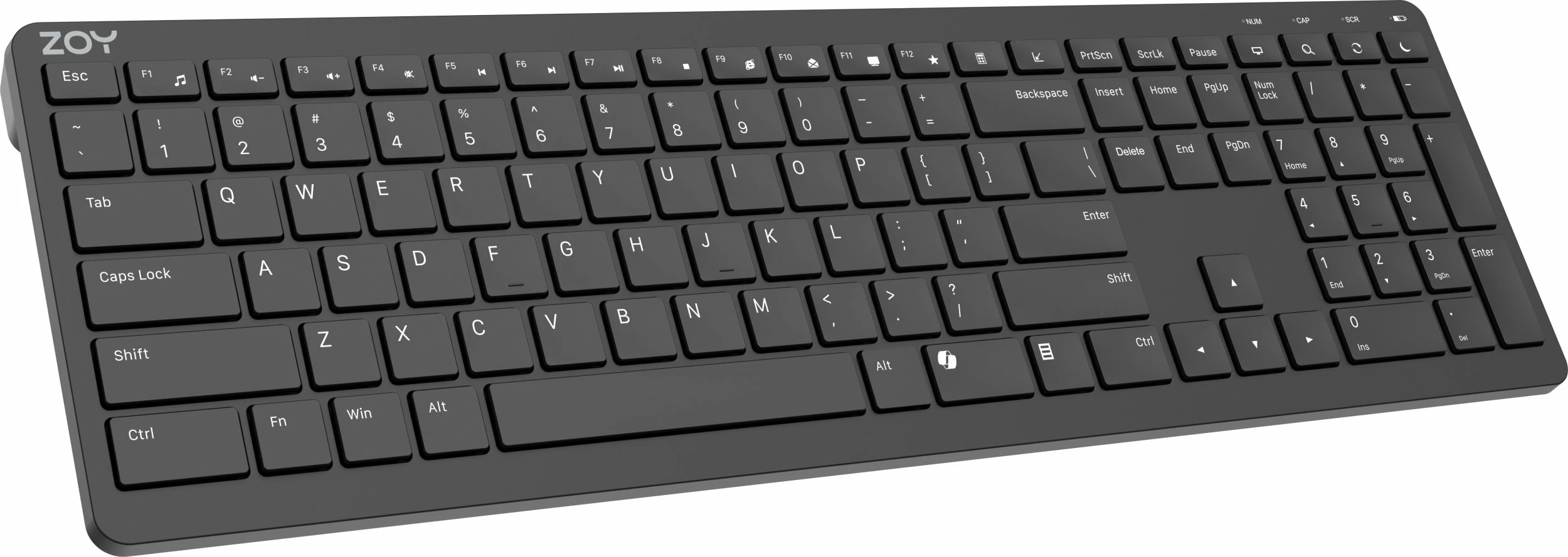 Tastierë wireless ZOY ZKB880 2.4GHz, US layout, 111 tasta, Scissor, e zezë
