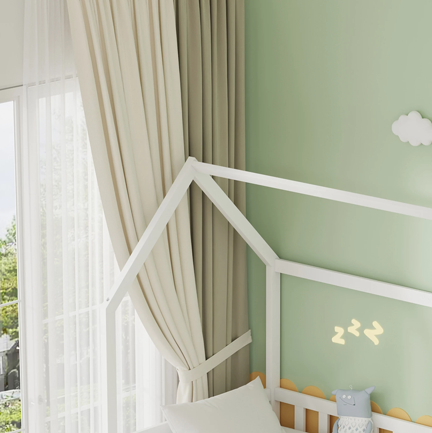 Krevat fëmijësh me krevat tërheqës dhe sirtarë, PHYLLIS FH723.03, dru pishe, ngjyrë e bardhë, 206x97x166cm