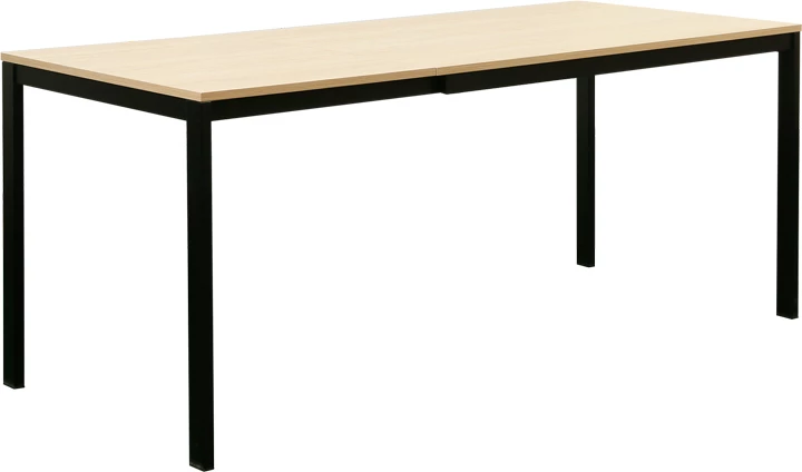 Tavolinë zgjatëse Extento, ngjyrë natyrale, këmbë metalike të zeza, 120-180x74x75cm