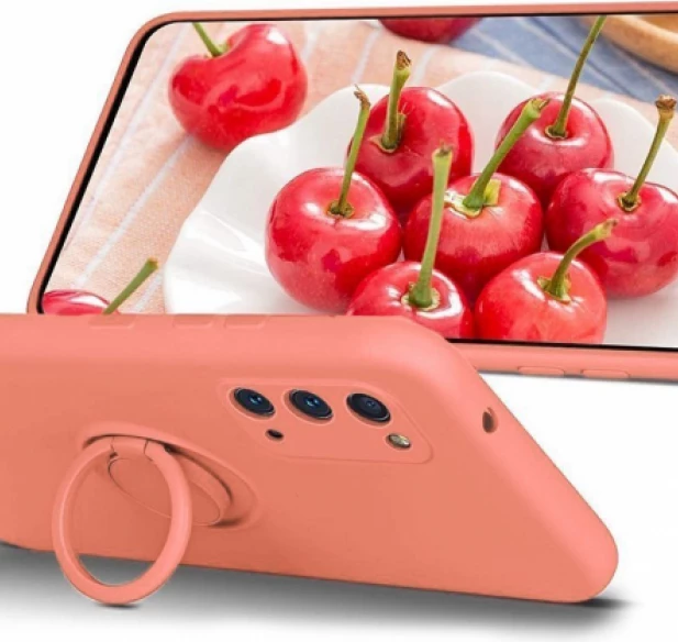 Mbështjellës silikoni ONASI për Samsung Galaxy A34, me unazë dhe mbrojtje kamere, rozë