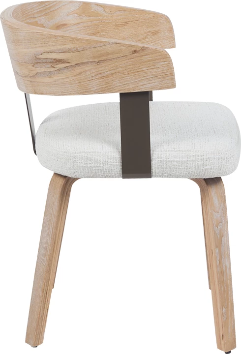 Karrige me krahë Anesy, metal-dru dhe material tekstili, ngjyrë bezhë, 53.5x51x72cm