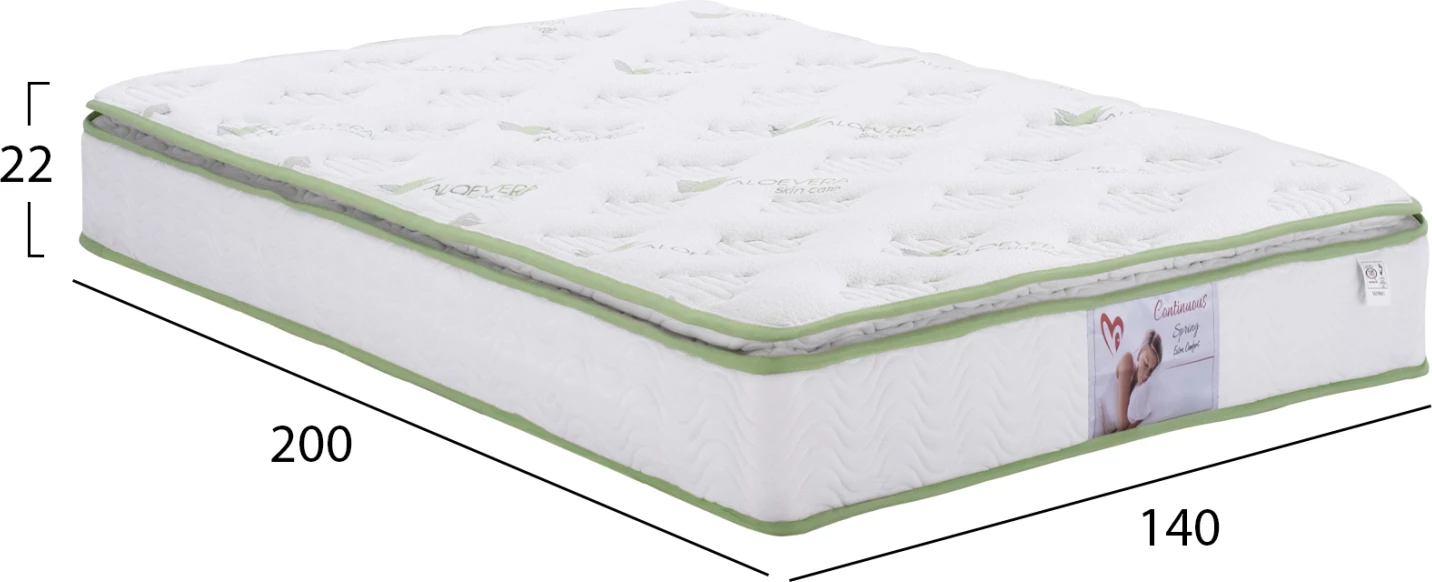 Dyshek me susta të vazhdueshme me jastëk sipërfaqe Aloe Vera 140x200 FH372.13 njëanshëm