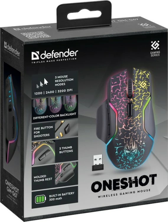 Maus wireless Defender OneShot GM-067, 3200 DPI, 6 butona, i zi