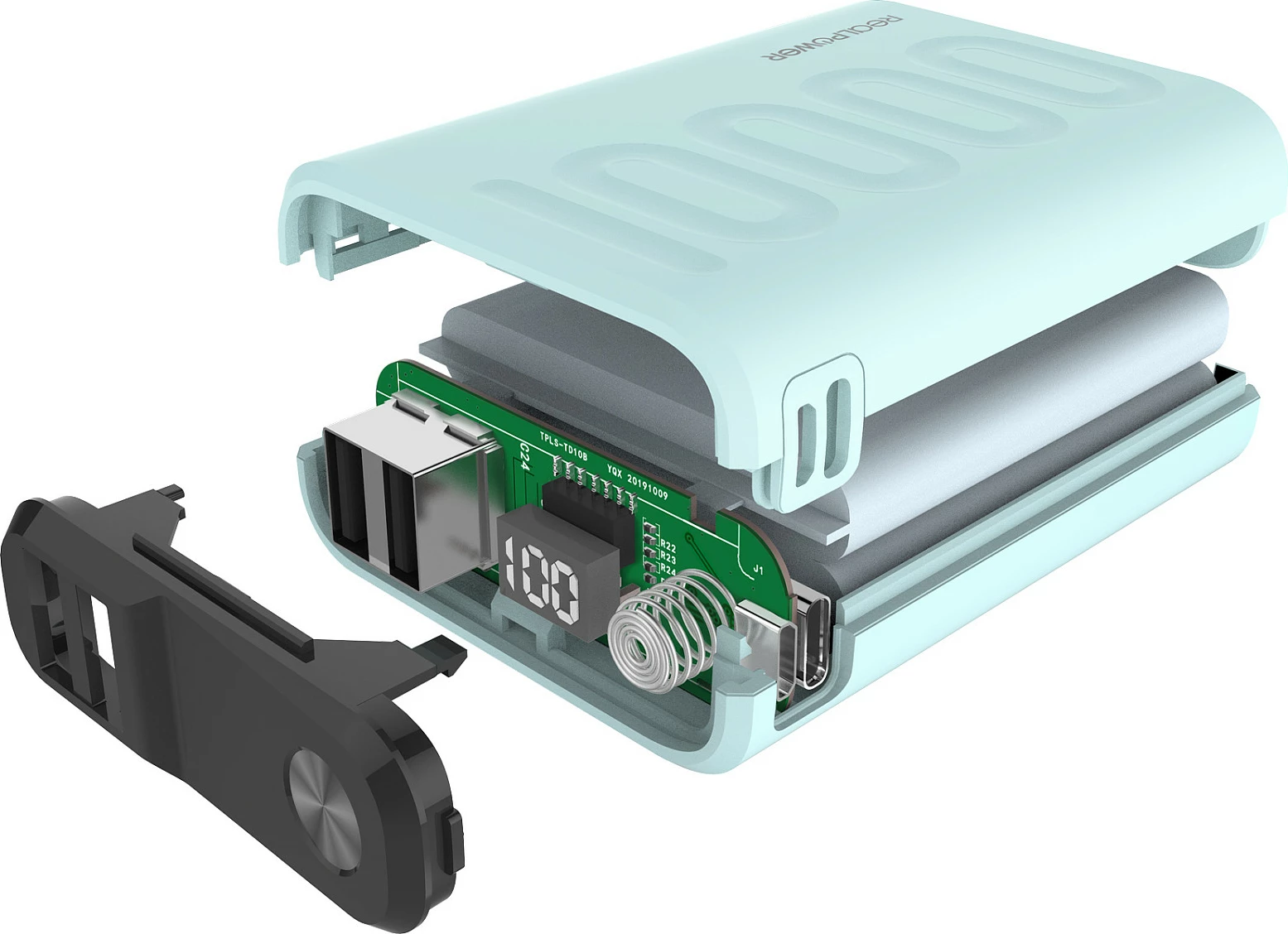 Power bank RealPower B-10000PD+ Nutopia, 10000 mAh, USB-C PD, e kaltër