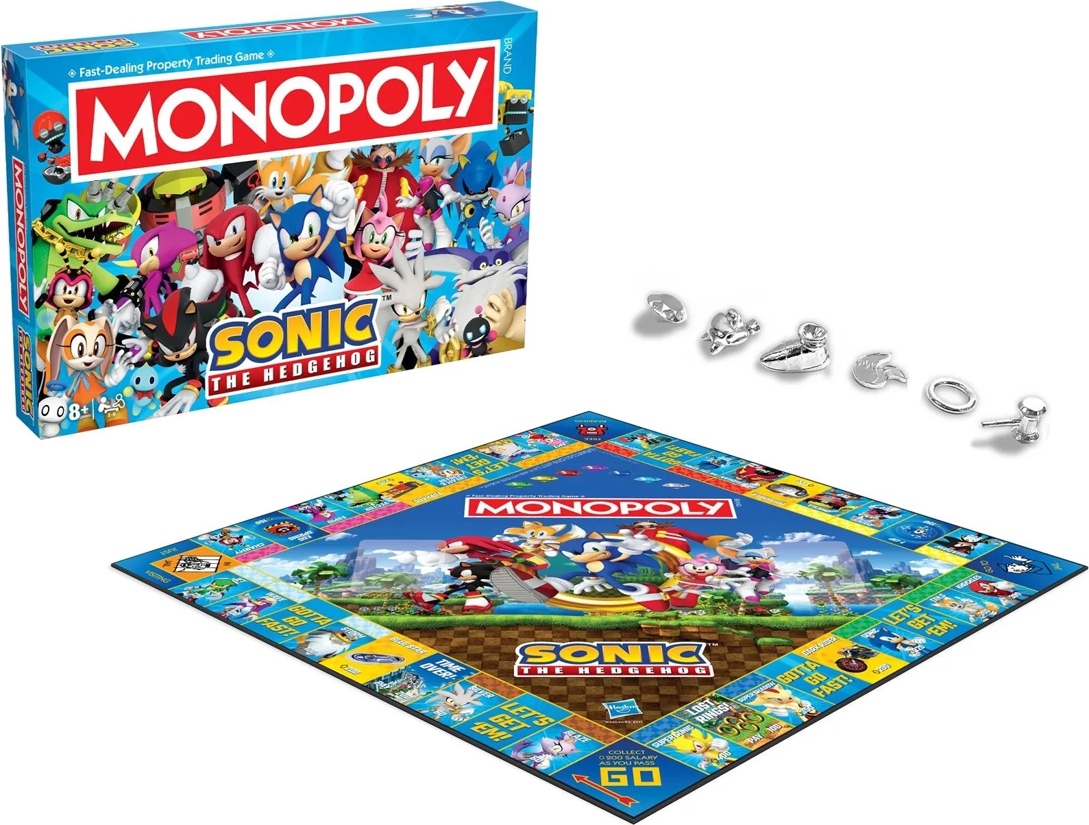 Lojë tavoline Winning Moves Monopoly Sonic the Hedgehog, 2–6 lojtarë, 8+, në anglisht, 6 figura metalike