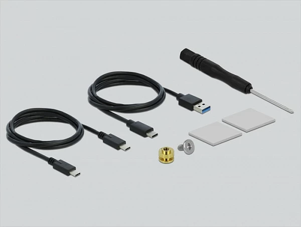 Kasë eksterne DeLOCK për SSD M.2 NVMe PCIe, USB-C 10Gbps, transparente, Blue