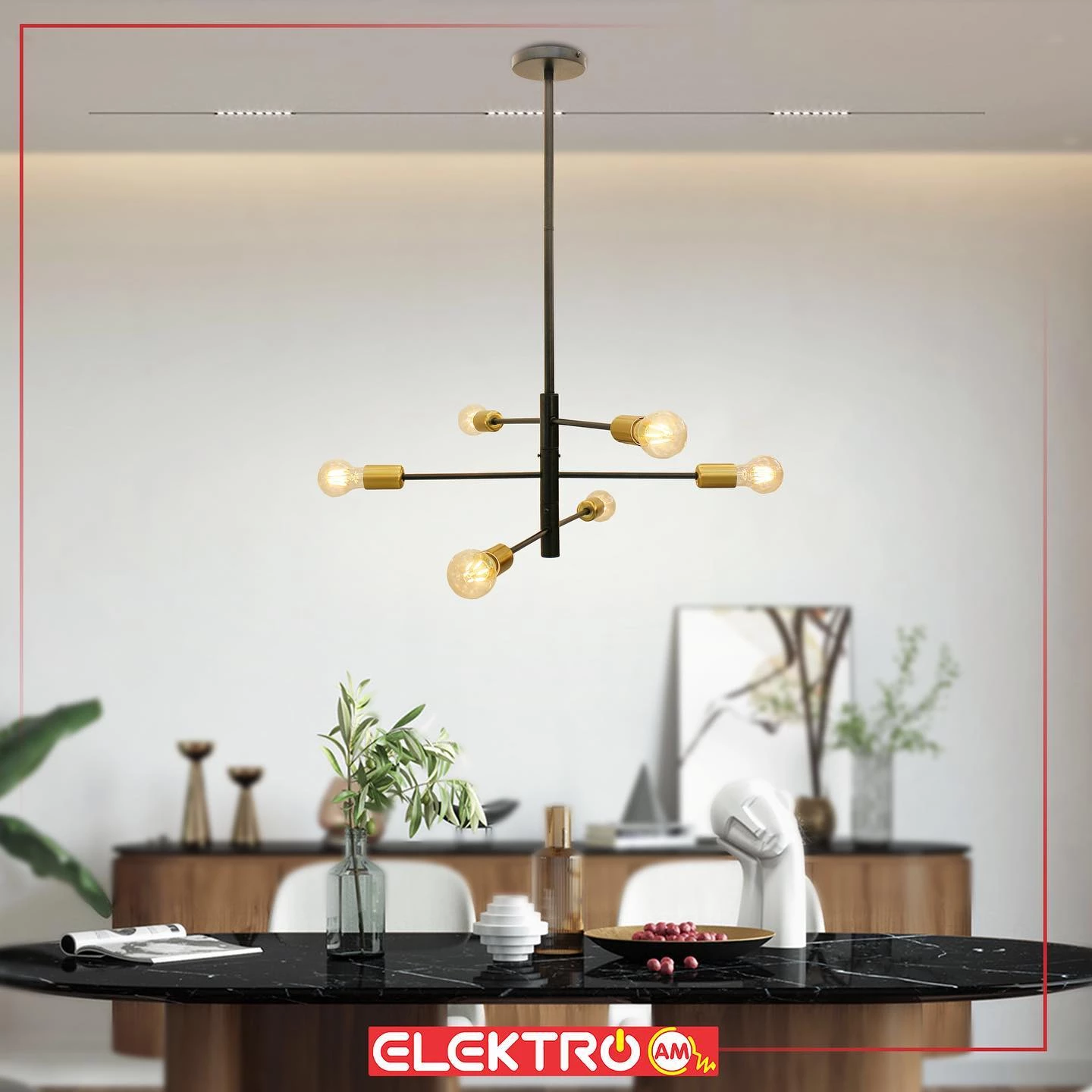 Abazhur klasik i varur dhe tavani 6 llampa