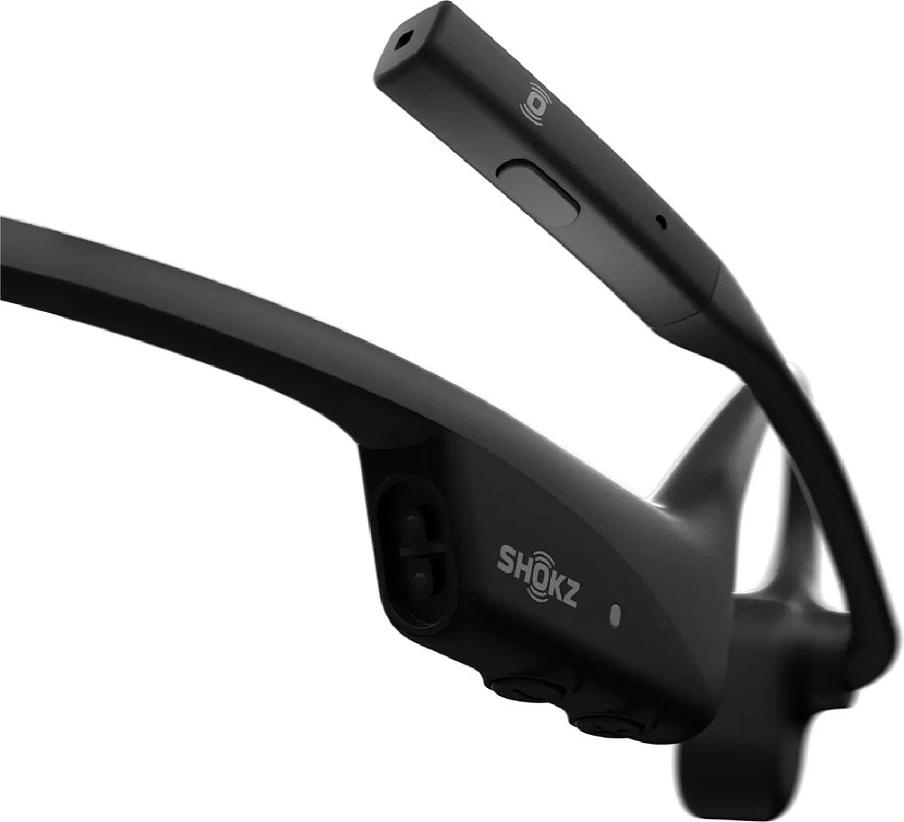 Kufje Shokz OpenComm2 2025 Upgrade, Bluetooth, bone conduction, mikrofon boom me anulim zhurme, USB-C, të zeza