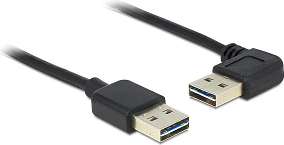 Kabllo USB DeLOCK USB 2.0 A mashkull-në-mashkull 3m, konektor 90°, e zezë
