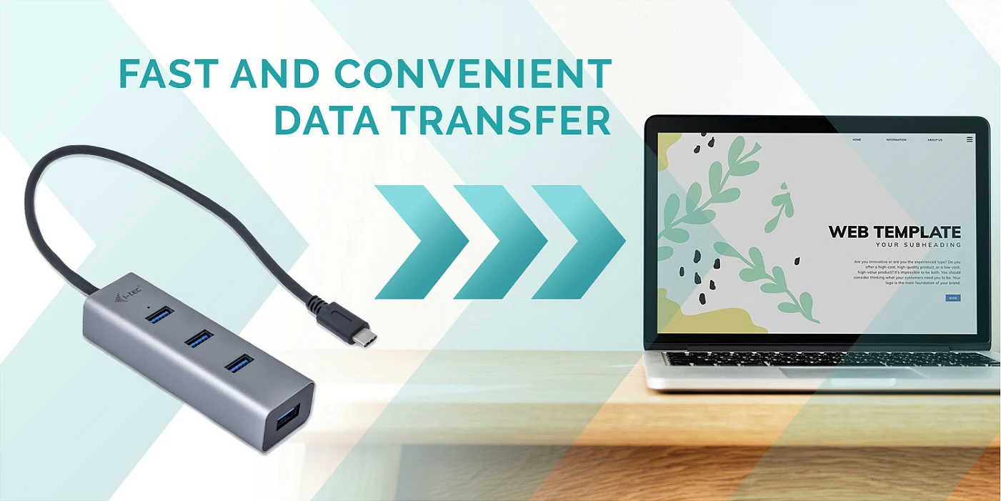 USB-C HUB I-Tec Metal 4 porta, USB 3.2 Gen 1, 5000 Mbit/s, gri