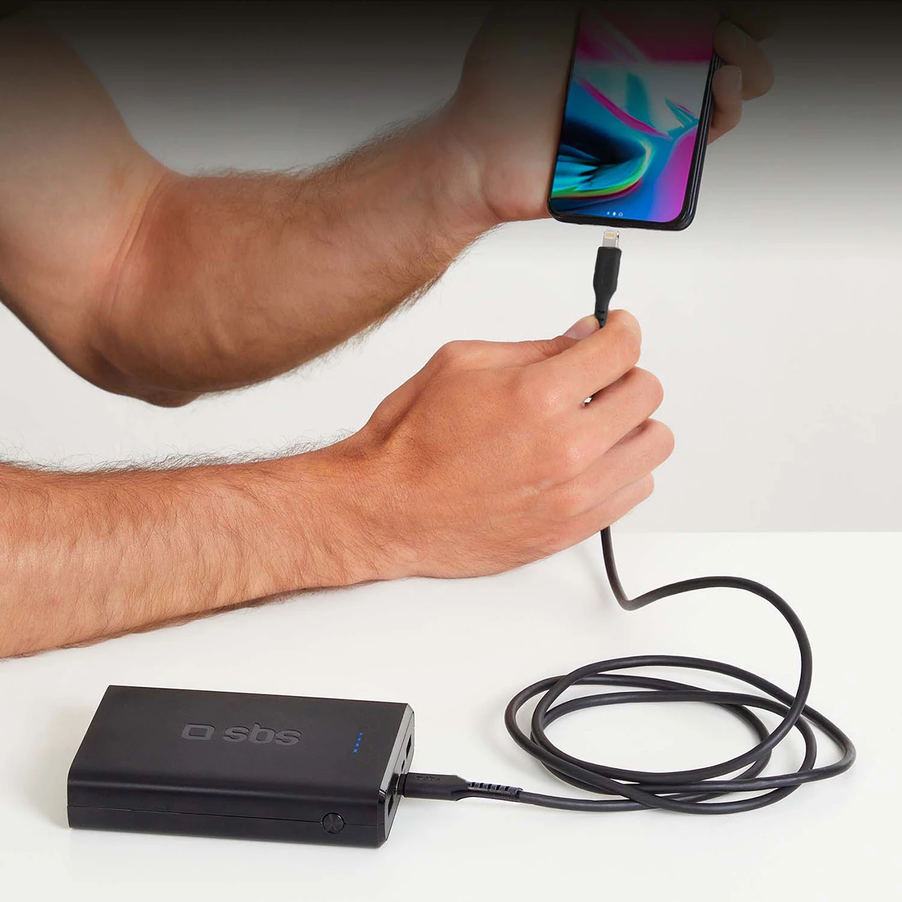 Kabllo SBS TECABLELIGTC1K USB-C në Lightning, 1m, e zezë