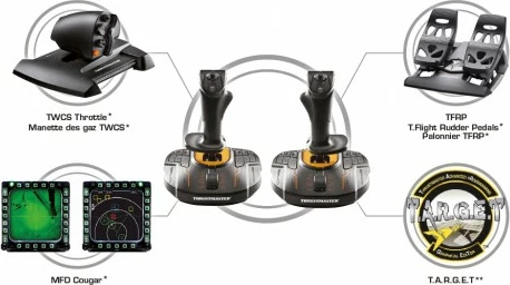 Joystick Thrustmaster T.16000M FCS Space Sim Duo Stick, 16 butona, USB, PC, zi/portokalli