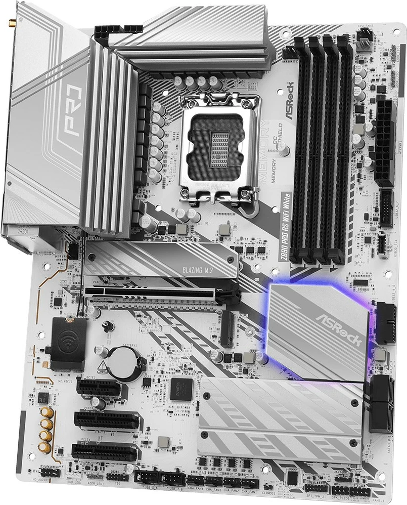 Pllakë amë ASRock Z890 PRO RS WiFi White LGA1851 DDR5 ATX PCIe 5.0 Thunderbolt 4 Wi‑Fi 6E e bardhë