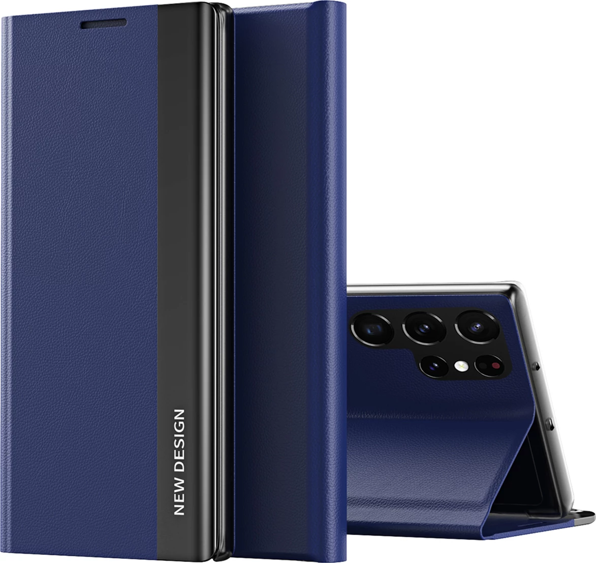 Mbështjellës Hurtel Sleep Case Pro për Samsung Galaxy S25 Ultra, me kapak dhe mbajtës, Kaltër