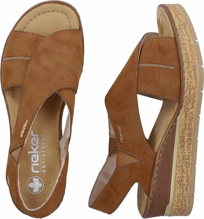 Sandale platforme femra Rieker 63782-24, kafe