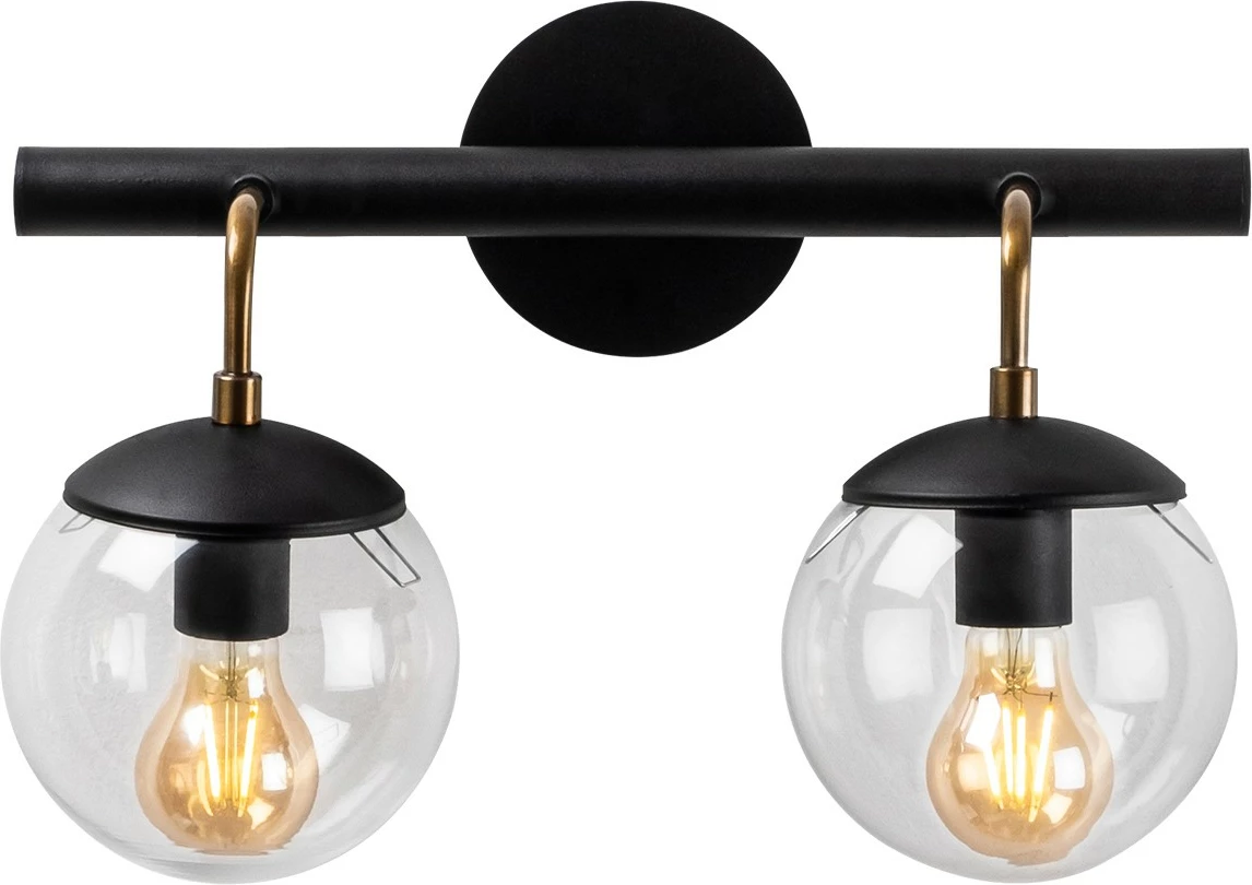 Llambë muri Opviq Gondol - 3012, metal i zi, kapak qelqi, 41x20cm, 28cm lartësi