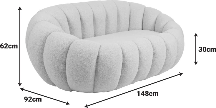 Divan dy-vendësh Yannick, material boucle, ngjyrë bezhë, 148x92x62cm