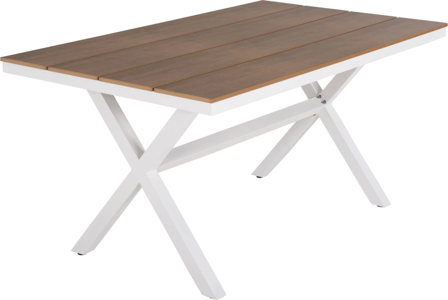 Tavolinë drejtkëndore alumini, TAWNEE, ngjyrë e bardhë, polivud, 150x89.5x73H cm