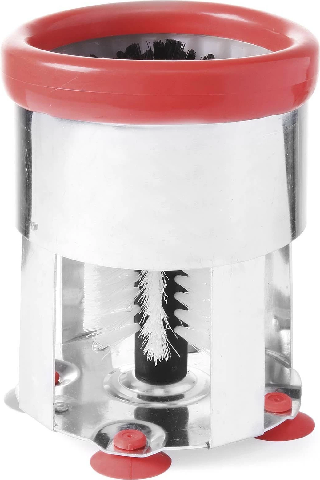 Furçë për gota, Bar Up, bazë alumini, Ø150 x h190 mm, e kuqe/argjend