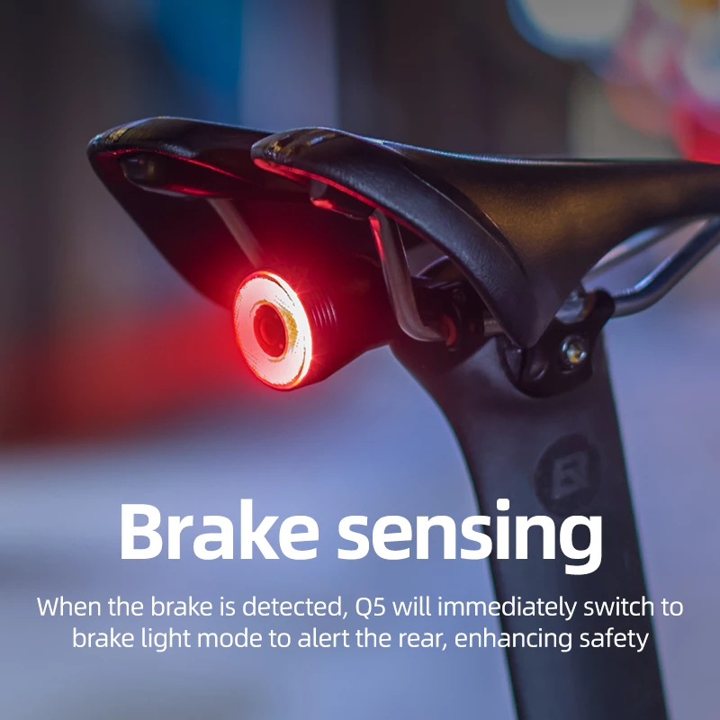 Dritë e pasme biçiklete Rockbros Q5 me sistem inteligjent ndalese, e zezë