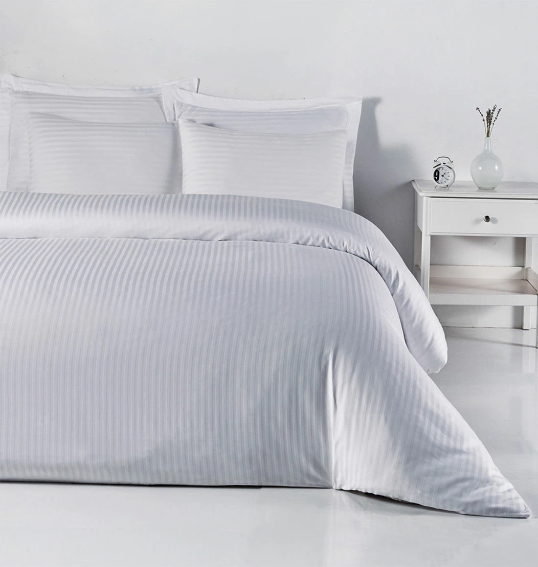 Set mbulesë për jorgan dopio, satin, L'Essentiel Linge de Maison, Oxford, e bardhë