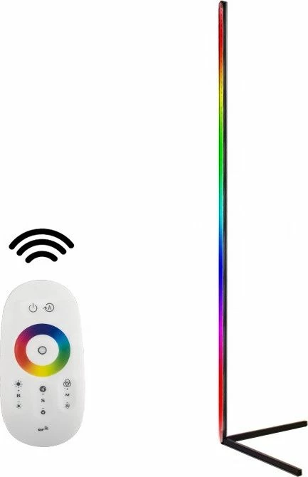 Lampë dyshemeje këndore Mozos LC-RGB, LED RGB 20W 140 cm, me telekomandë, e zezë