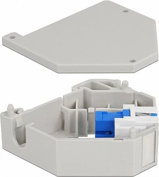 Adapter shinë DIN DeLOCK Keystone SC Simplex F-F, 60.1×59.4×21.6 mm, blu/gri/bardhë