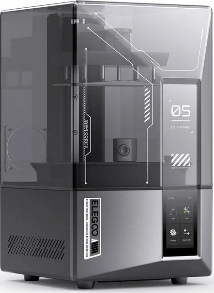 Printer 3D SLA Elegoo Mars 5 Ultra, 9K 7\" Mono LCD, Wi‑Fi/USB, volum 153×78×165 mm, e zezë/gri, set aksesorësh