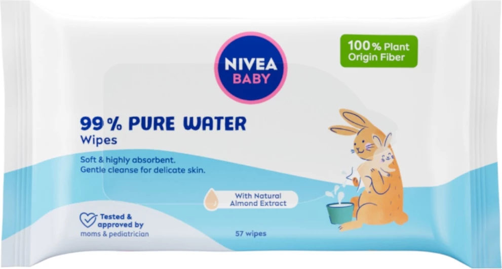 Peceta të lagura për fëmijë Nivea 99% Pure Water, 57 copë