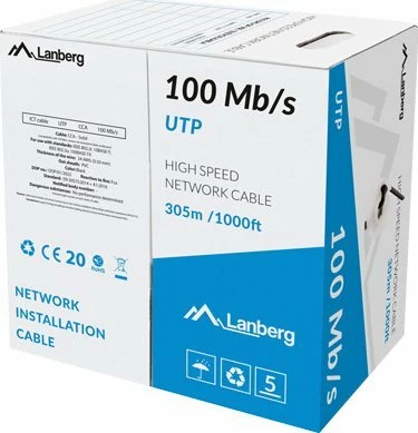 Kabëll rrjeti LAN Lanberg Cat 5 UTP 305 m CCA, i zi