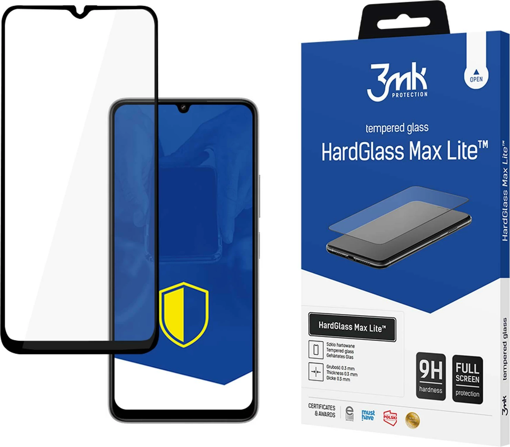 Mbrojtës ekrani xham i kalitur, 3mk Protection HardGlass Max Lite, për Xiaomi Redmi 13C 5G, mbulim i plotë 0.3 mm 9H, kornizë e zezë