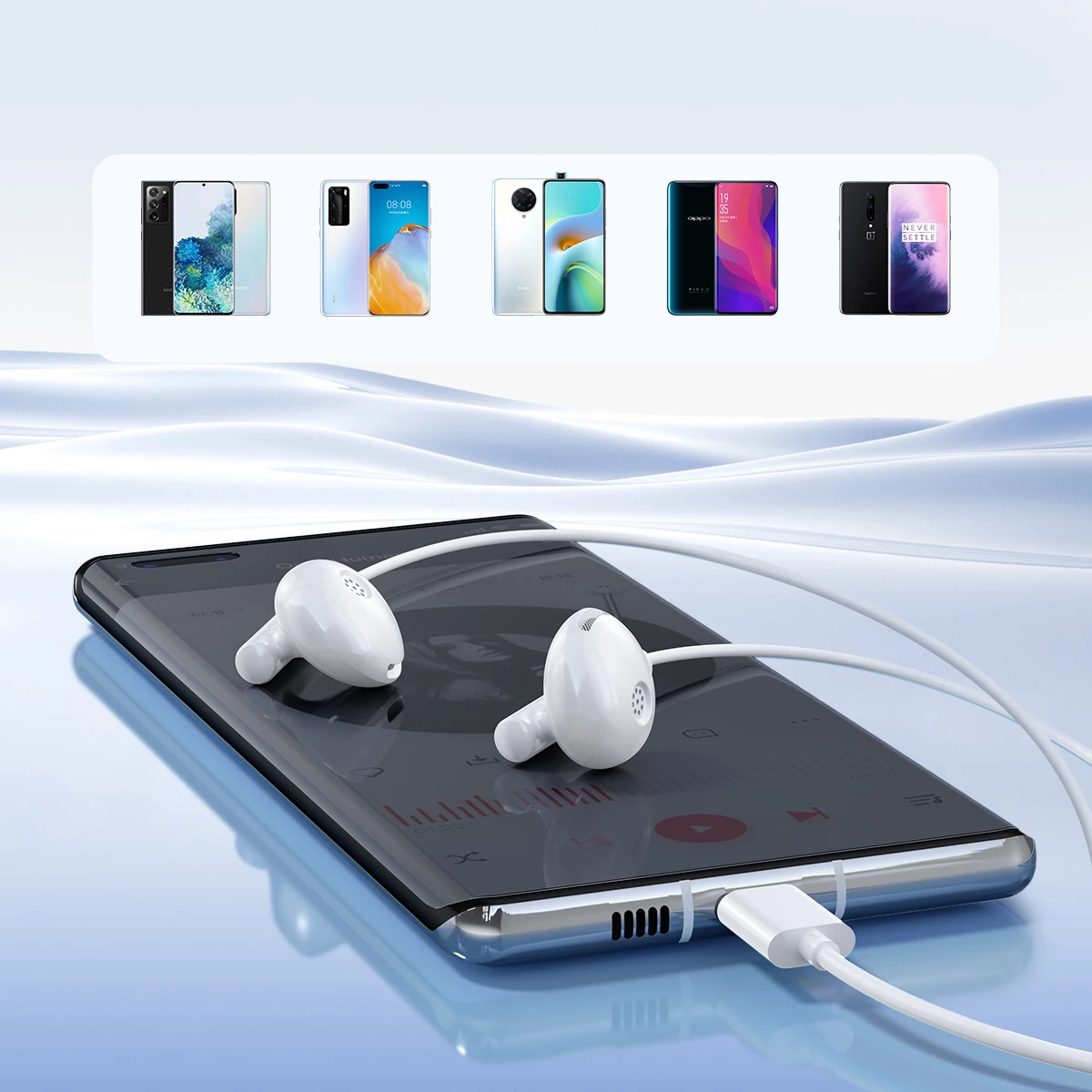 Kufje Joyroom JR-EC05 me USB-C, in-ear, të bardha